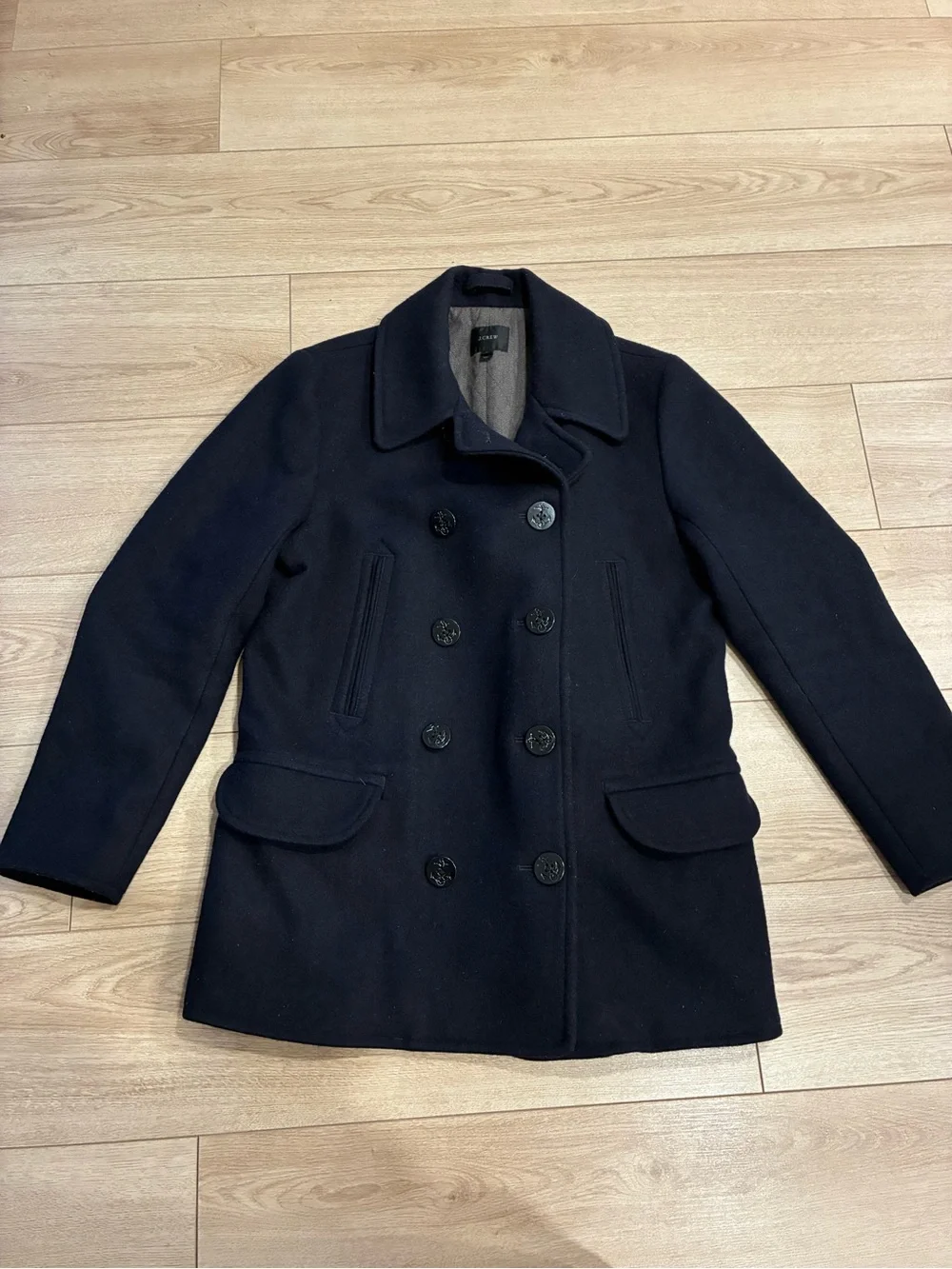 J. Crew Men’s Thinsulate Dock Wool Pea Coat Navy Blue Size M
